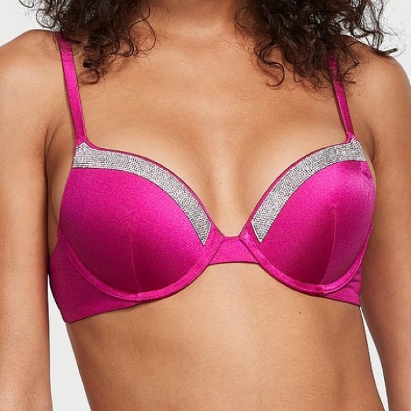 Victoria's Secret Other - VS Very Sexy Shine Trim Push-Up Bikini Top Pink 32C
